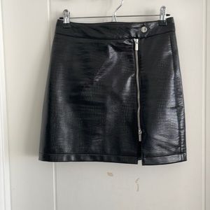 Black Crocodile Mini Skirt